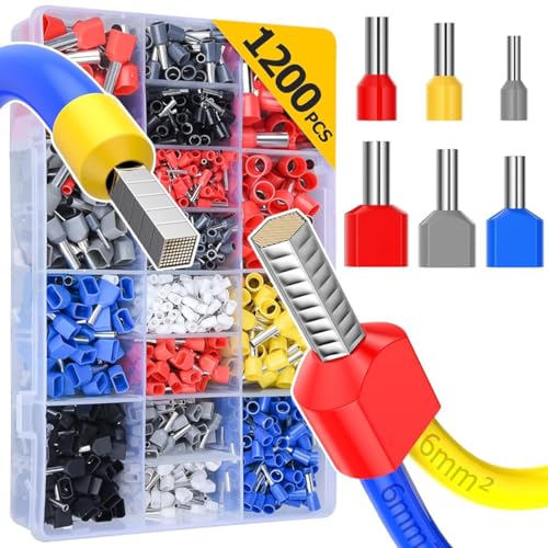 Serplex® 1200Pcs Wire Ferrules Terminals Kit, 900Pcs Single Terminal Connectors and 300Pcs Double Wire Terminals Insulated & Non-insulated Wire Ferrules Connectors for Electricity, Industrial - Image 1