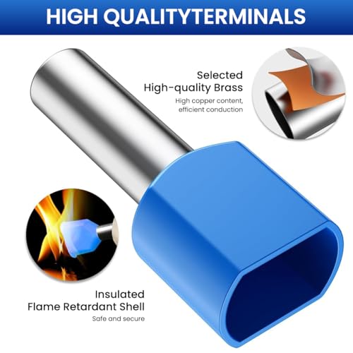 Serplex® 1200Pcs Wire Ferrules Terminals Kit, 900Pcs Single Terminal Connectors and 300Pcs Double Wire Terminals Insulated & Non-insulated Wire Ferrules Connectors for Electricity, Industrial - Image 4