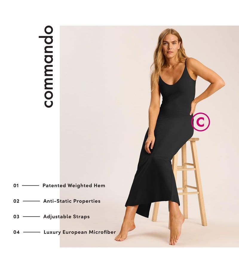 commando Classic Maxi Slip | Lightweight Shapewear with Raw-Cut Edges | Breathable European Microfiber | Adjustable Straps | Black, Small-Medium - Image 3