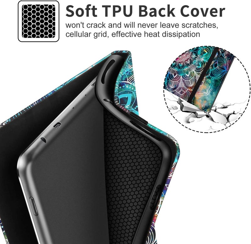 VORI Case for All-New Amazon Fire HD 10 Tablet (11th Generation 2021 Release) and Fire HD 10 Plus, Folding Stand TPU Cover with Auto Wake/Sleep & Hand Strap for Fire 10.1 Inch 2021, Mandala Galaxy - Image 3