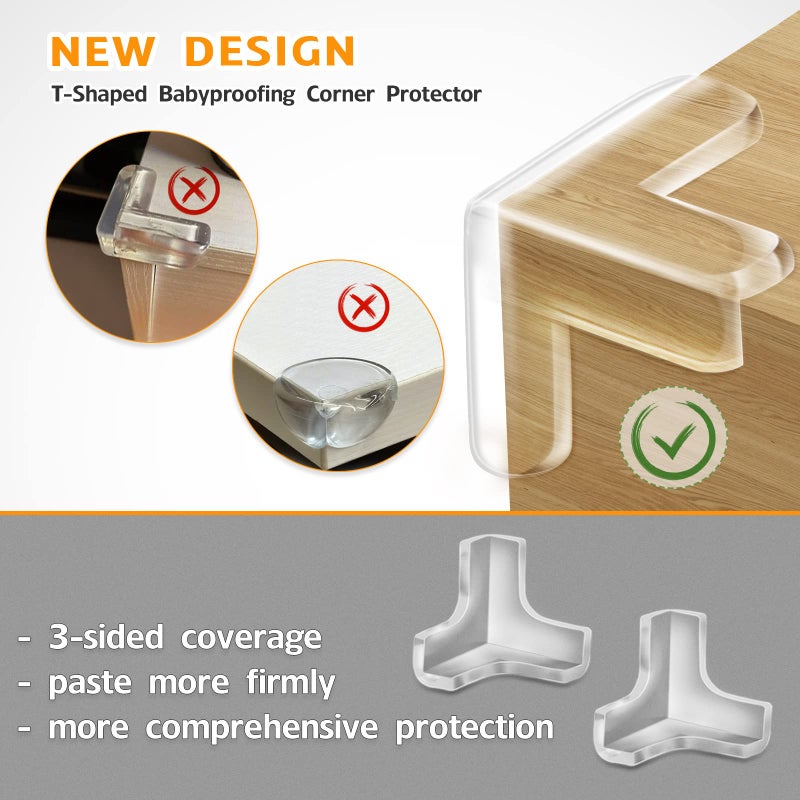Gudui 14 Pack Clear Corner Protectors, T-Shaped Table Edge Guards, Baby Safety Bumpers, Furniture & Sharp Corner Proofing Covers - Image 2