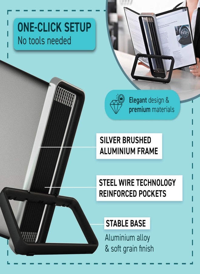 Tarifold DJOIS by Tarifold - Desktop Reference & Display System - Durable Aluminum & ABS Plastic - Letter-Size -10 Display Pockets - 20 Sheet Capacity - Simple Set-Up - Made in France - Black - Image 3