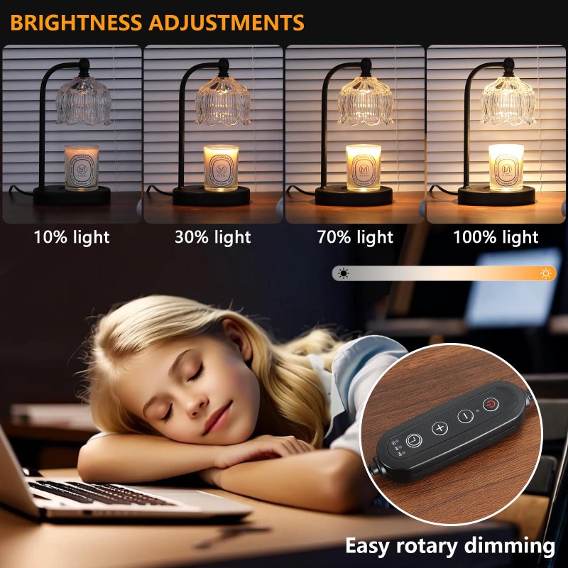 MEIXISUE Black Candle Warmer Lamp with Timer and Dimmer,Flameless Wax Melt Warmer for Jar Candles with 2 Bulbs,House Warming Gifts,Mother's Day/Birthday/Christmas Gifts for Mom/Wife,Home Decor - Image 3