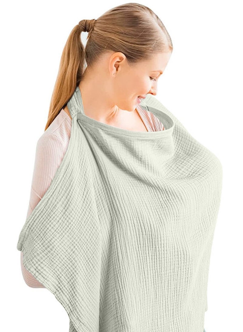 Muslin Nursing Cover for Baby Breastfeeding  Breathable Cotton Breastfeeding Cover with Rigid Hoop for Mother Nursing Apron Multi-use Carseat Canopy  - Image 1