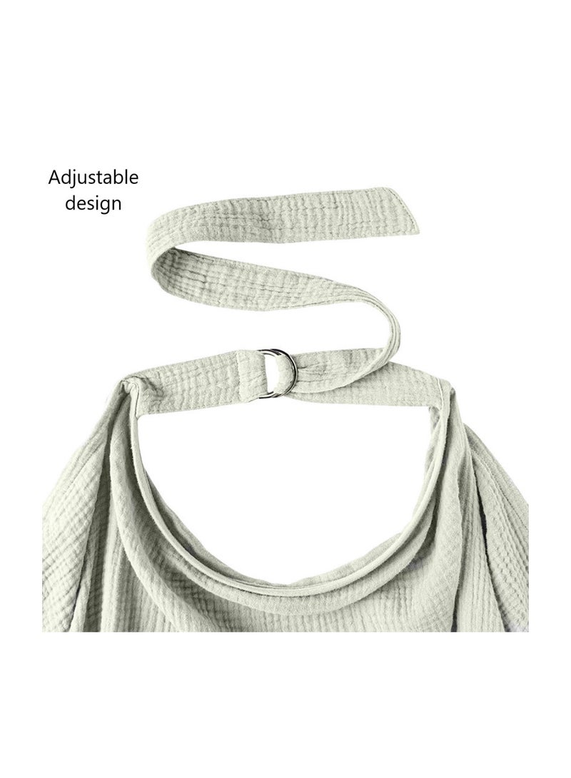 Muslin Nursing Cover for Baby Breastfeeding  Breathable Cotton Breastfeeding Cover with Rigid Hoop for Mother Nursing Apron Multi-use Carseat Canopy  - Image 3