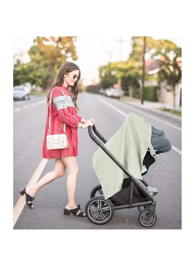 Muslin Nursing Cover for Baby Breastfeeding  Breathable Cotton Breastfeeding Cover with Rigid Hoop for Mother Nursing Apron Multi-use Carseat Canopy  - Image 5