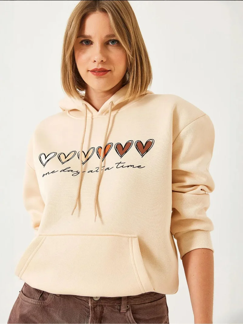 بيانكو لوتشي هودي قطن بغطاء رأس وشعار مع جيب