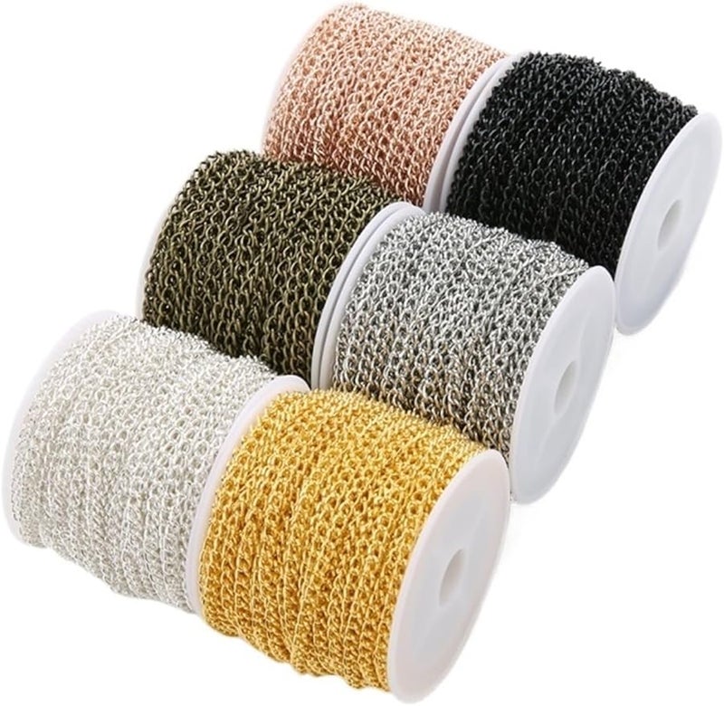 Antique Bronze 4x5mm Metal Link Chain Roll For DIY Jewelry Necklaces Bracelets - Image 2