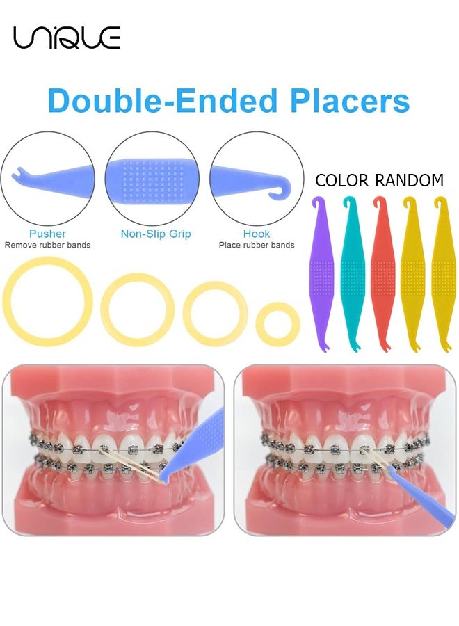 يونيك 500 قطعة من أربطة مطاطية تقويمية - 3.5 أوقية بأحجام 1/4"/1/8"/3/8"/3/16"/5/16" - أربطة مطاطية ثقيلة للأسنان - 5 مثبتات أربطة للأسنان لفراغات الأسنان، تقويم الأسنان، تسريحات كلب العناية بالشعر، العقود، الضفائر، فراغات الأسنان، وعقد الشعر الضفيرة (5 أحجام) - Image 4
