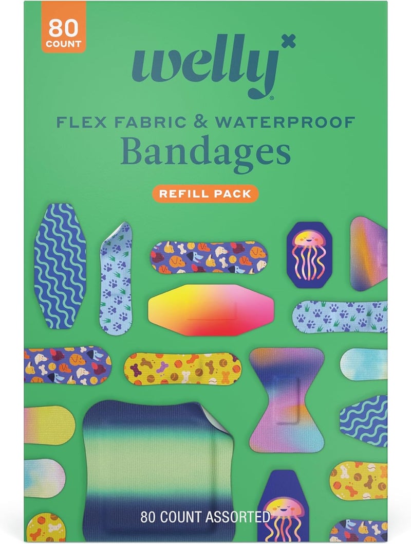 Welly Assorted Waterproof Bandages for Kids - 80 Count