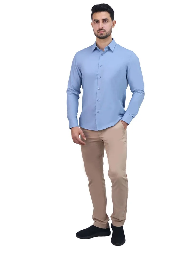 GIORDANO Men’s Polyester Modal Lycra Twill Slim Fit Easy Care Shirt