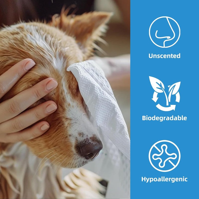 HygiCare مناديل العناية بالنظافة للحيوانات الأليفة قابلة للتحلل الحيوي، عديمة الرائحة، مضادة للحساسية، سهلة الاستخدام، آمنة وفعالة على الأقدام والجسم والمؤخرة، مثالية للكلاب والقطط، 400 قطعة - Image 3