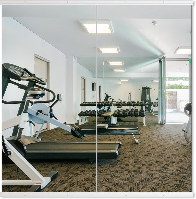 Delma Home Gym Mirror, 50''x25''x2PCS White Wall Mounted Large Frameless Tempered Glass Wall Mirror for Home Gym, Garage, Bedroom, Bathroom - Image 1