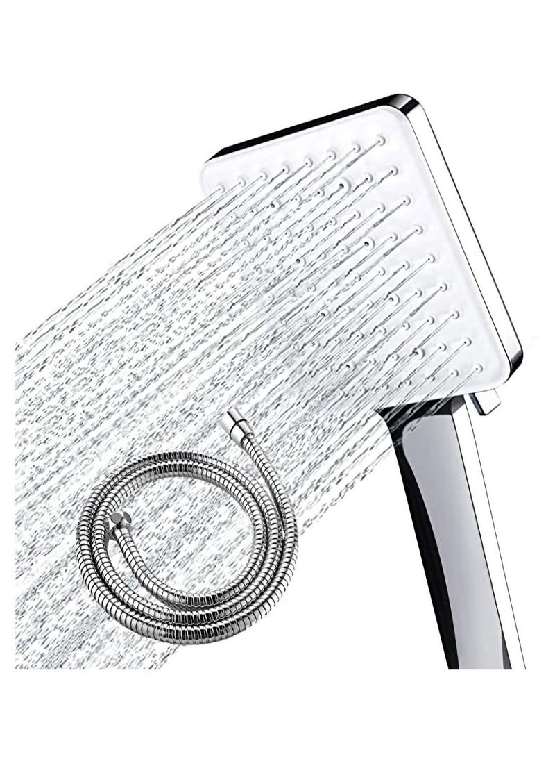 Luckam Shower Head with Hose High Pressure Shower Heads with Hose Set 1.5m Universal Set with 6 Settings Spray Mode and 59In Hose Adjustable Ball Joint Bracket Chrome - Image 1