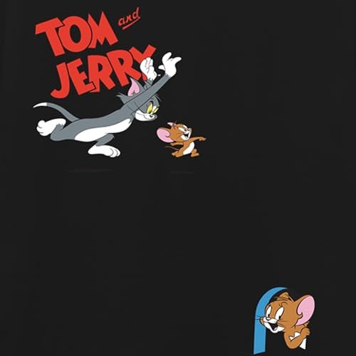 Tom & Jerry Mens Battle Shirt - Classic Hanna-Barbera Tee - Vintage 80s 90s Cartoon Chase T-Shirt (Black Classic, Small) - Image 2