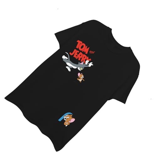 Tom & Jerry Mens Battle Shirt - Classic Hanna-Barbera Tee - Vintage 80s 90s Cartoon Chase T-Shirt (Black Classic, Small) - Image 4