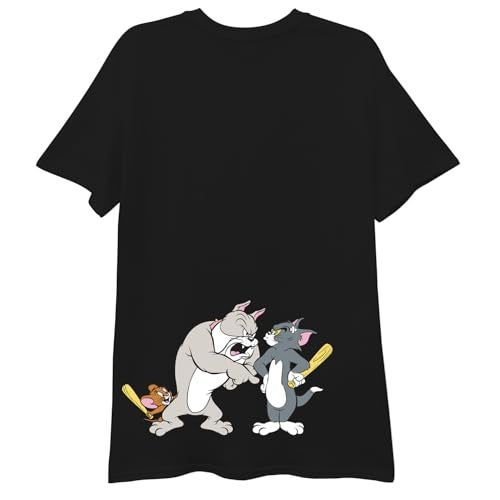 Tom & Jerry Mens Battle Shirt - Classic Hanna-Barbera Tee - Vintage 80s 90s Cartoon Chase T-Shirt (Black Classic, Small) - Image 5