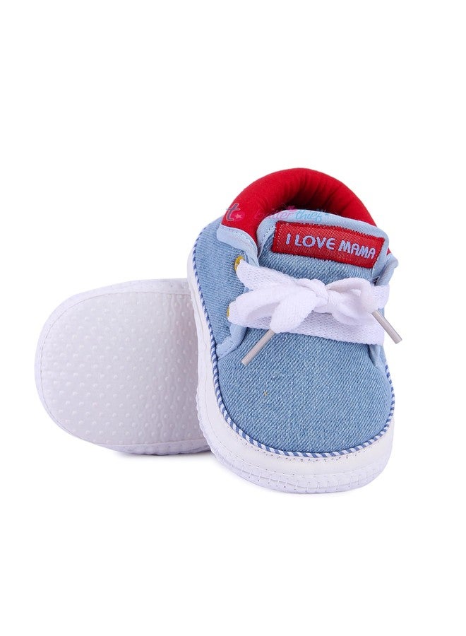 INSTABUYZ Baby Boys & Girls Shoes - Infant First Walking Shoes for Newborns (6-9 Months) - Soft, Comfortable & Lightweight - Stylish Blue, Non-Slip Sole, Breathable Material - Image 1