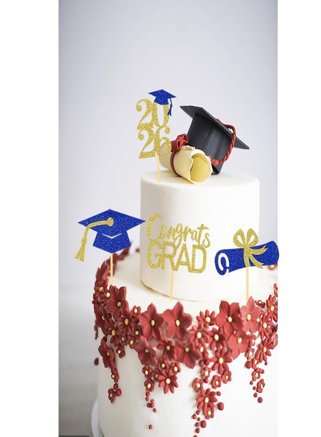 Moitkptt 24Pcs Graduation Cupcake Toppers, Graduation Decorations Class of 2026 Cupcake Toppers (Blue Gold) - Image 5