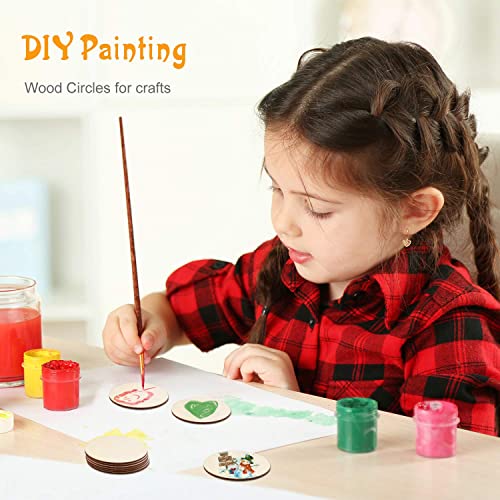 PD Craftozone 100 Pieces 2 Inch Wooden Circles, Unfinished Round Wood Slices Natural Wooden Cutouts for DIY Crafts, Painting, Wedding Ornaments, Home Decoration - Image 4