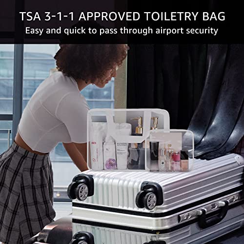 Roybens 3Pcs Crystal Clear PVC Travel Toiletry Bag Kit for Women Men, Waterproof Vinyl Organizer Clear Makeup Bags with Zipper Handle Straps, Cosmetic Bag Pouch Carry on Airport Airline Compliant Bag Handbag - Image 2
