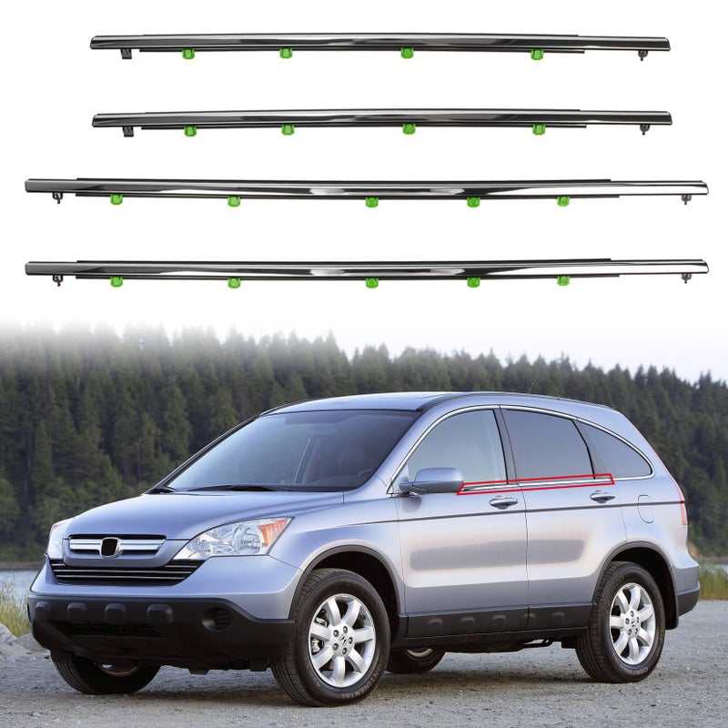 PSLER Chrome Window Molding Trim Fit for CR-V CRV 2007 2008 2009 2010 2011 Car Window Weatherstrip Seal Belt Door Seal Replaces# 72410-SWA-A01, 72450-SWA-A01, 72910-SWA-A01, 72950-SWA-A01 - Image 1