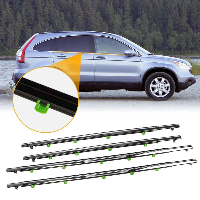 PSLER Chrome Window Molding Trim Fit for CR-V CRV 2007 2008 2009 2010 2011 Car Window Weatherstrip Seal Belt Door Seal Replaces# 72410-SWA-A01, 72450-SWA-A01, 72910-SWA-A01, 72950-SWA-A01 - Image 2
