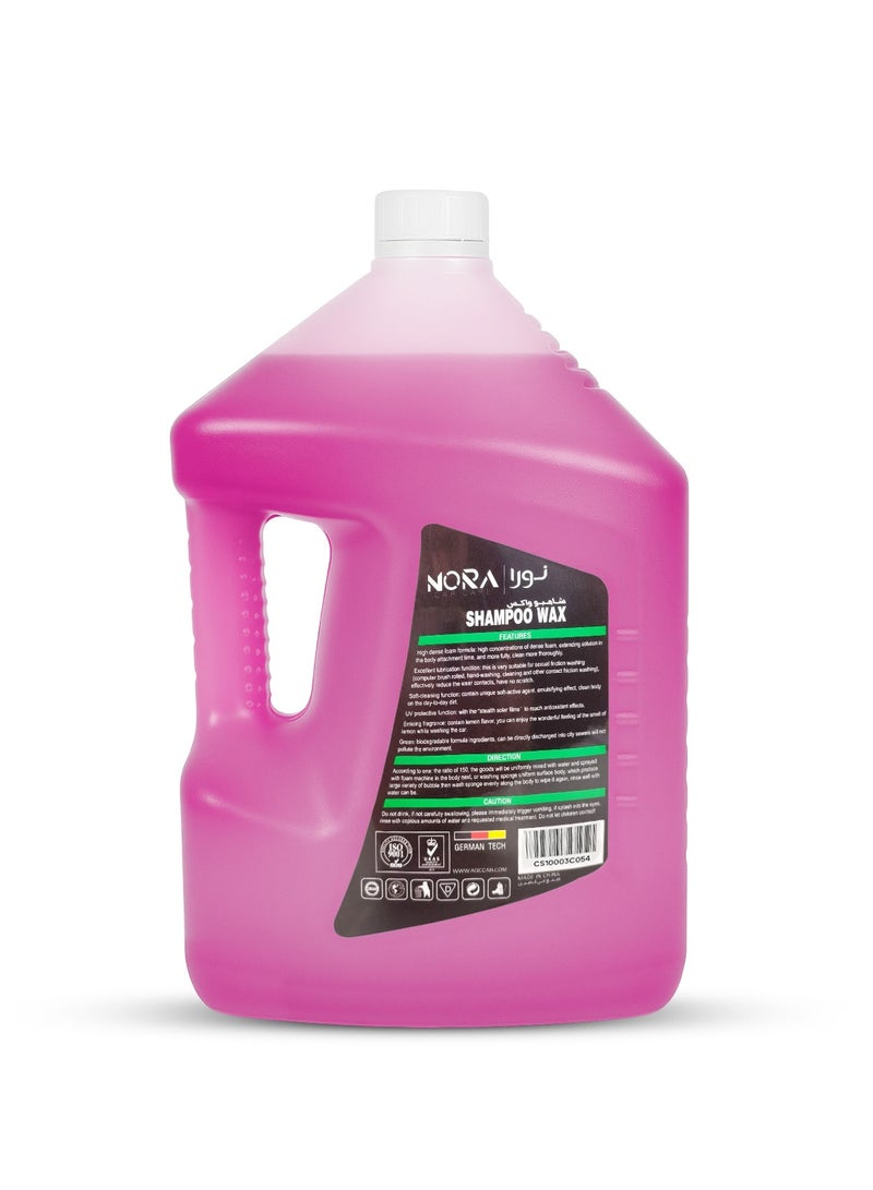 NORA Car Care Shampoo Wax N-273, 5L Ultra Shine Car Wash & Wax, Thick Cleaning Foam, pH Balanced, Color Safe, Biodegradable, Protects Paint, UV Protection, Lemon Fragrance, For Car Exterior, Tyres, Plastic & Vinyl Parts - Image 2