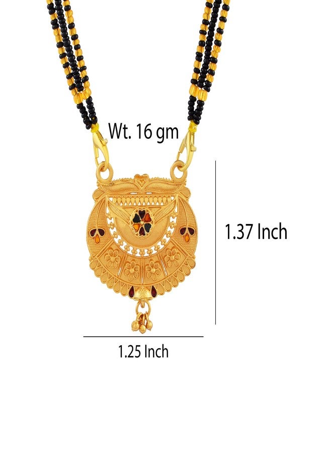 morir Gold Plated Mangalsutra with Floral and Crescent Design Pendant Jewelry for Women - Image 2