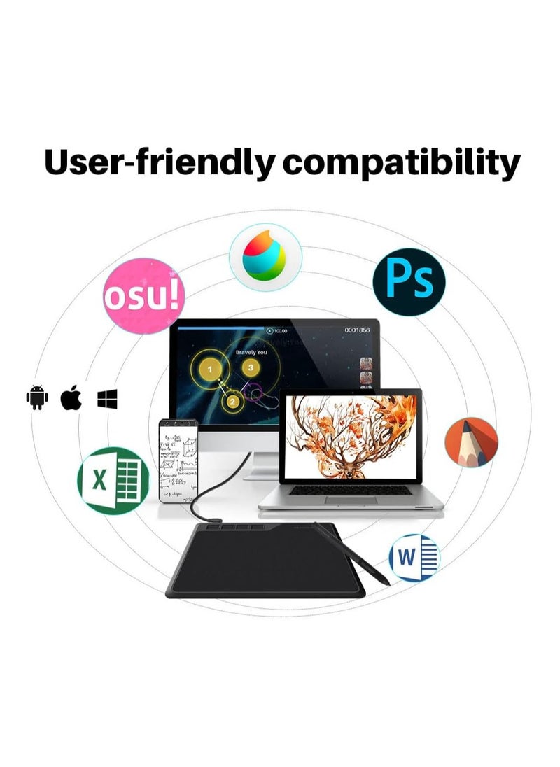 GAOMON - S620 OSU Ultrathin Graphics Tablet 6.5 x 4 Inches Drawing Digital Pen Tablet with 4 Express Keys and Battery-Free Pen with 8192 Levels - Image 1