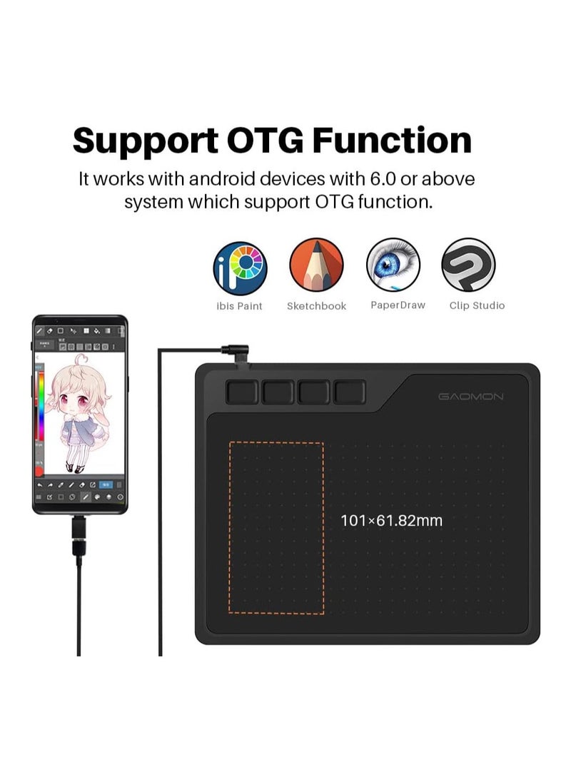 GAOMON - S620 OSU Ultrathin Graphics Tablet 6.5 x 4 Inches Drawing Digital Pen Tablet with 4 Express Keys and Battery-Free Pen with 8192 Levels - Image 1