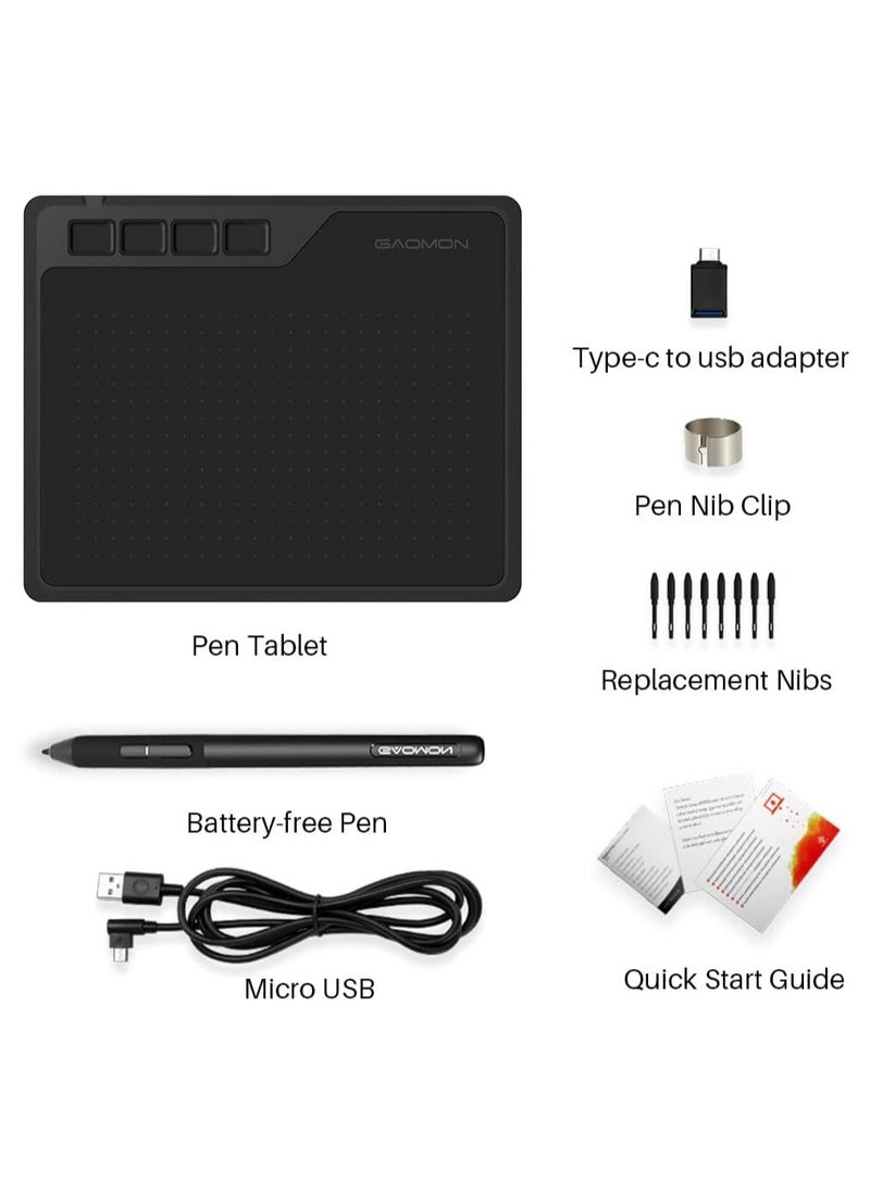 GAOMON - S620 OSU Ultrathin Graphics Tablet 6.5 x 4 Inches Drawing Digital Pen Tablet with 4 Express Keys and Battery-Free Pen with 8192 Levels - Image 1