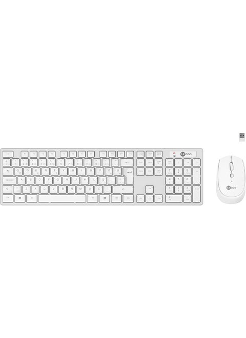 KM2001 Wireless Turkish Q Keyboard & Mouse Set White