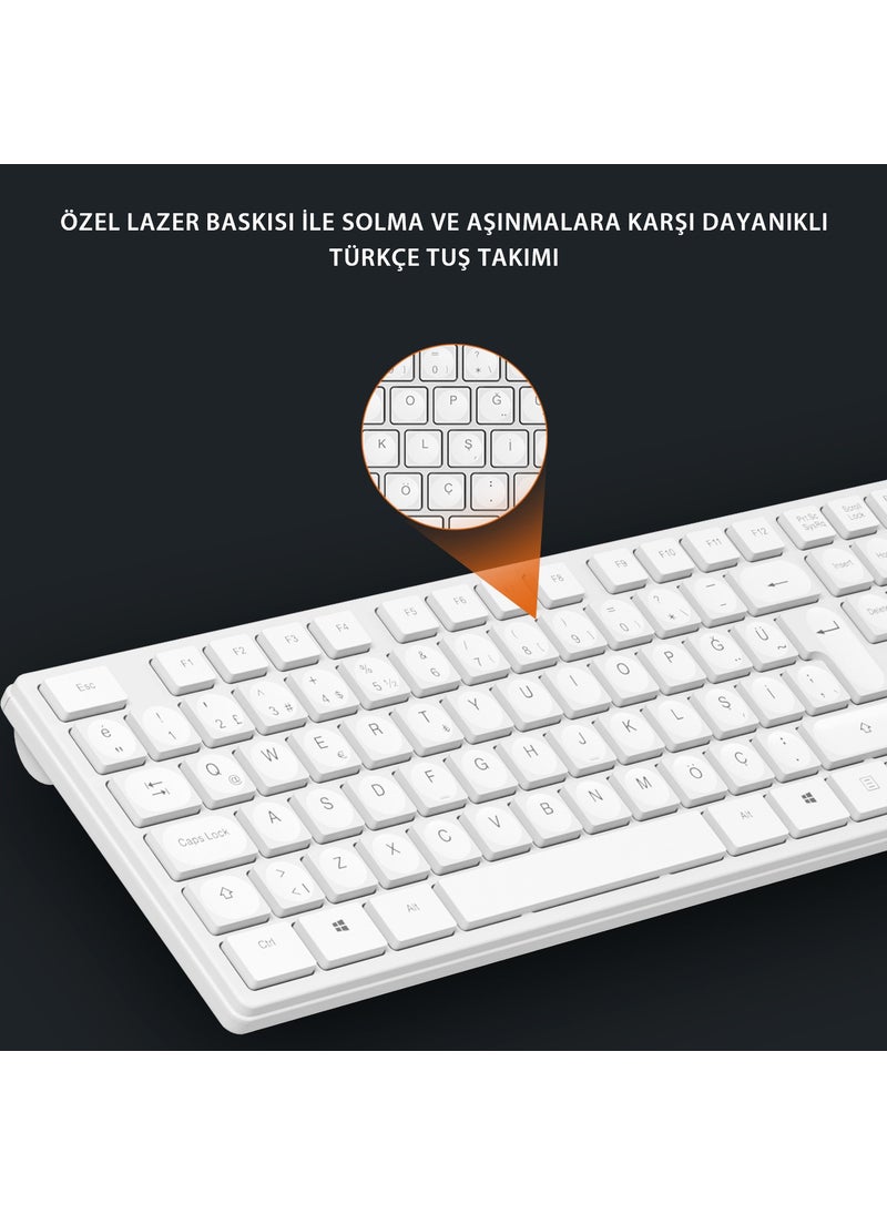 lecoo - KM2001 Wireless Turkish Q Keyboard & Mouse Set White - Image 1
