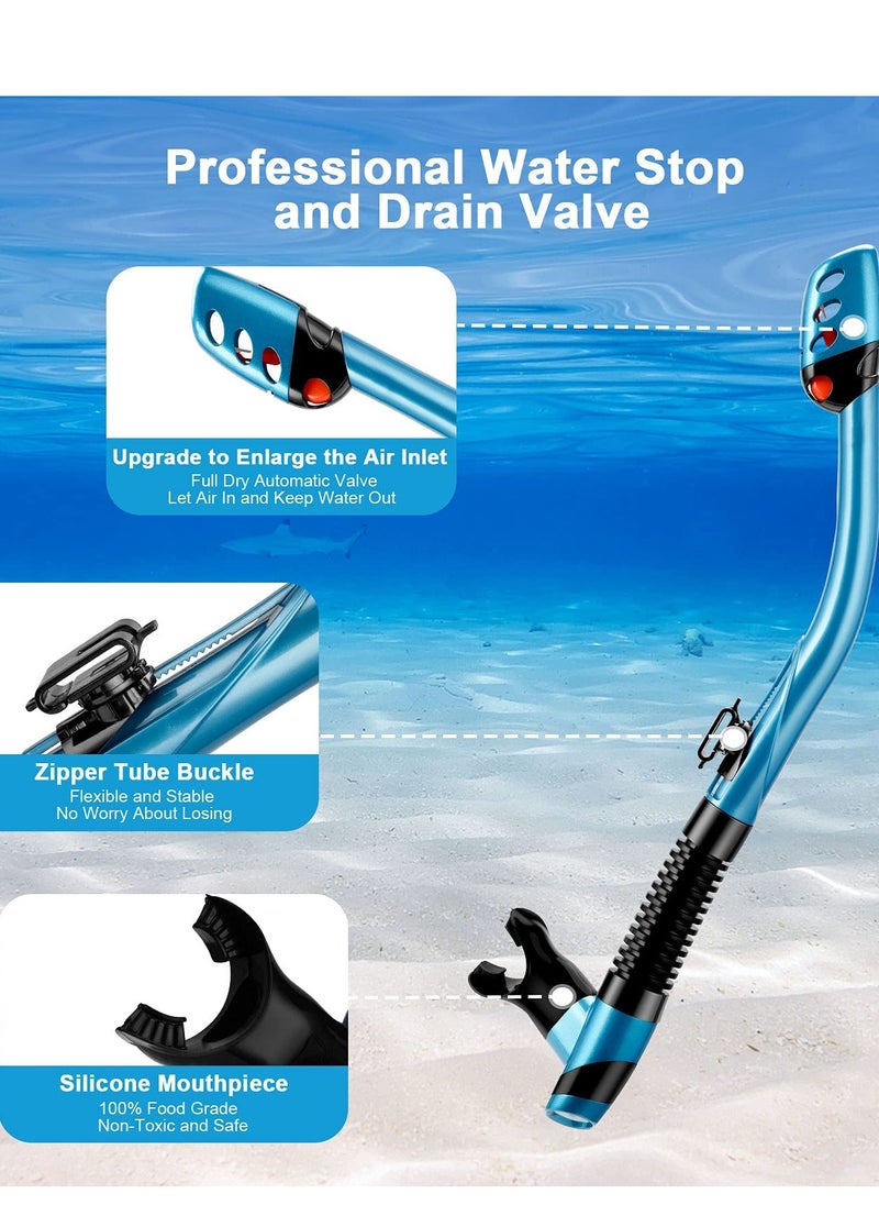Beauenty - Snorkeling Set with Scuba Diving Mask and Goggles - Dry Snorkeling Design, Anti-Fog Film, Leak-Proof, Panoramic Wide View, Soft and Comfortable for Adults and Teens. - Image 1