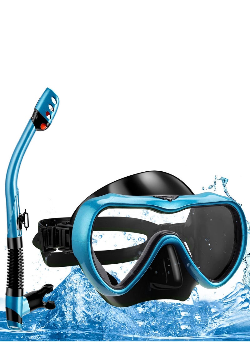 Beauenty - Snorkeling Set with Scuba Diving Mask and Goggles - Dry Snorkeling Design, Anti-Fog Film, Leak-Proof, Panoramic Wide View, Soft and Comfortable for Adults and Teens. - Image 1