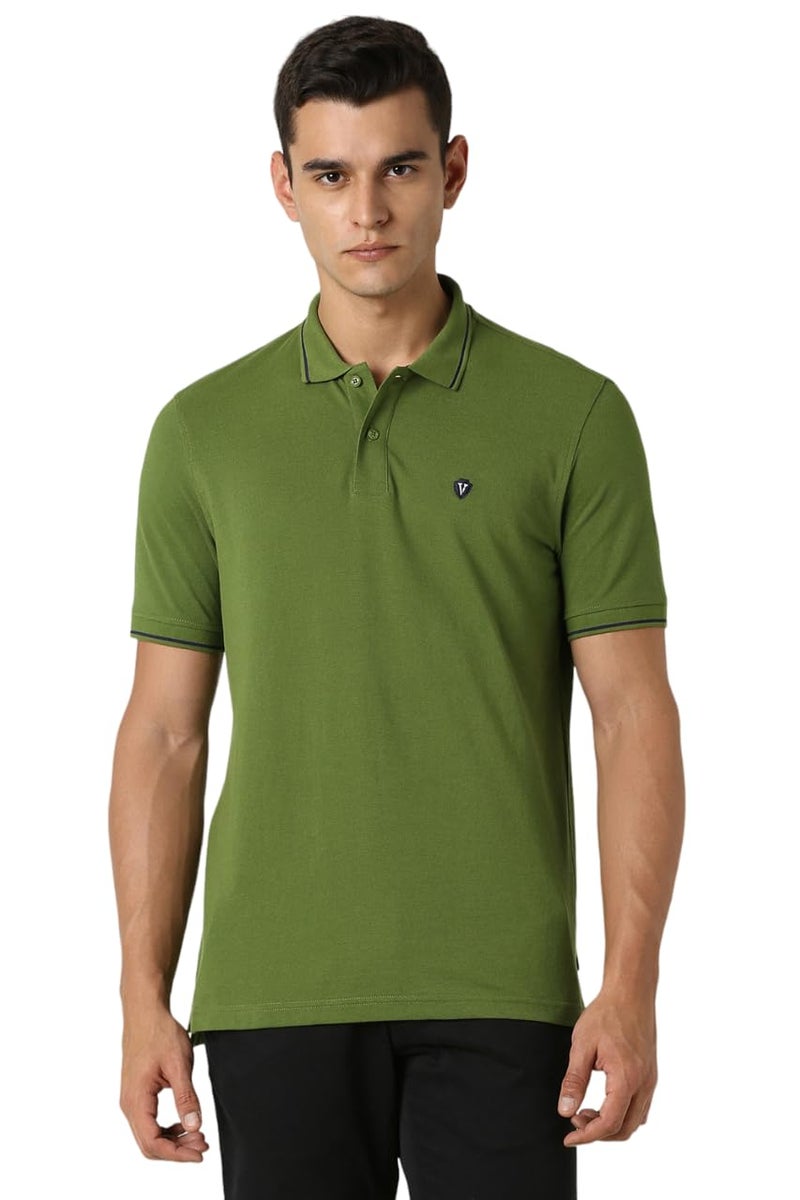 Van Heusen Men's Cotton Regular Fit T-Shirt (Vskpwrgfp09032_Green M) - Image 1