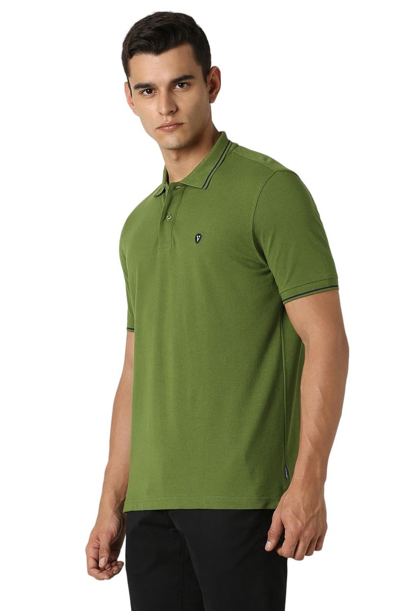 Van Heusen Men's Cotton Regular Fit T-Shirt (Vskpwrgfp09032_Green M) - Image 3