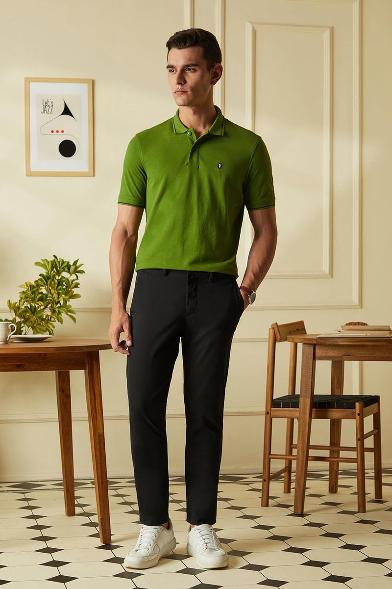 Van Heusen Men's Cotton Regular Fit T-Shirt (Vskpwrgfp09032_Green M) - Image 2