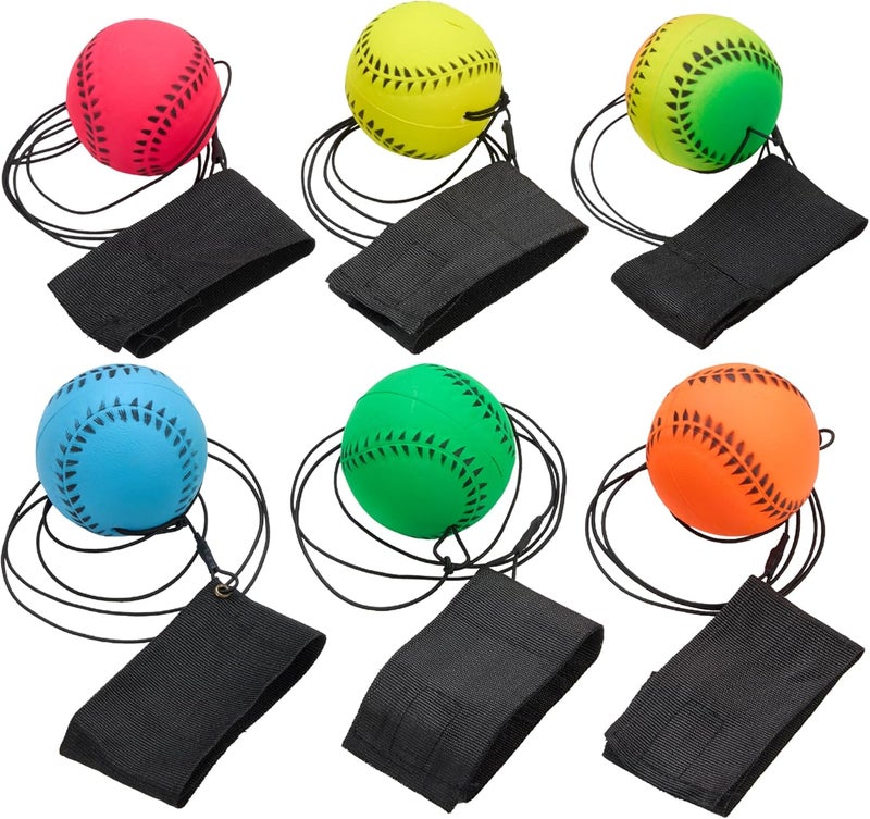 Playbees Wrist Baseballs Neon Reactive - 6 Pack - Practice Sports Balls for Fun Outdoor Activity for Kids - Spring Training, Party Favor, Baseball Season Gift, Sports Team Party Bag Filler - Image 1