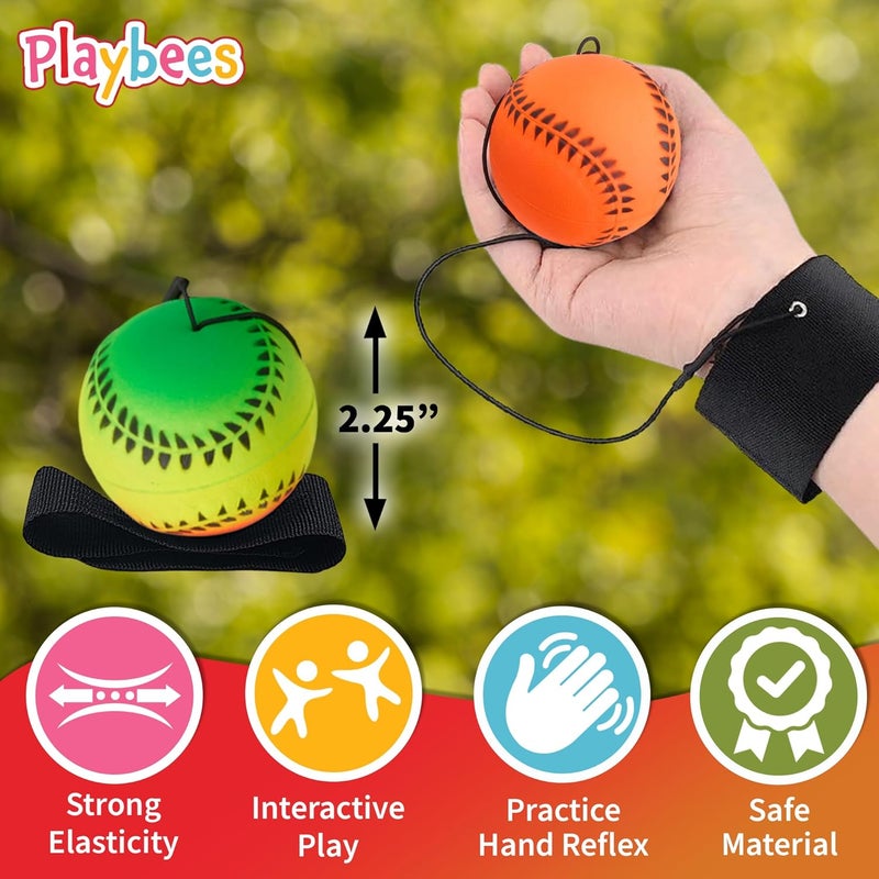 Playbees Wrist Baseballs Neon Reactive - 6 Pack - Practice Sports Balls for Fun Outdoor Activity for Kids - Spring Training, Party Favor, Baseball Season Gift, Sports Team Party Bag Filler - Image 4