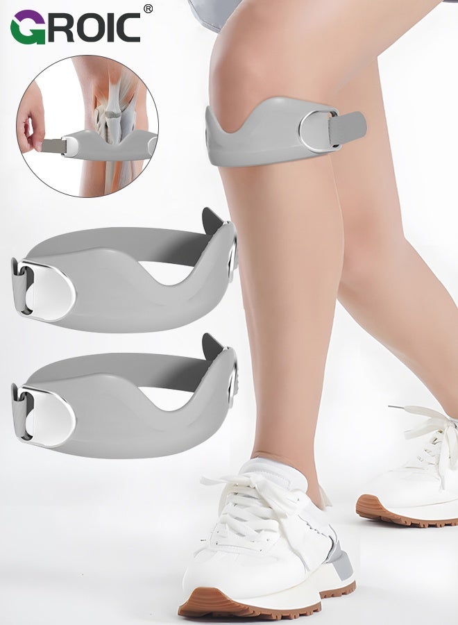 GROIC 2Pcs Patellar Tendon Support Strap for Men & Women, Adjustable Knee Brace with Targeted Pressure Pad & Non-Slip Silicone for Patella Tendonitis - Flex Wrap Knee Band for Running, Fitness, Hiking, Volleyball - Gray - Image 1
