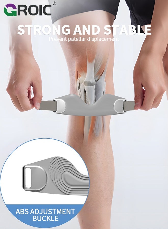 GROIC 2Pcs Patellar Tendon Support Strap for Men & Women, Adjustable Knee Brace with Targeted Pressure Pad & Non-Slip Silicone for Patella Tendonitis - Flex Wrap Knee Band for Running, Fitness, Hiking, Volleyball - Gray - Image 4