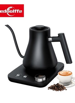 edoolffe Gooseneck Kettle Pour Over Kettle Electric Coffee Kettle Knob Temperature Adjustment with Digital Display Automatic Insulation Stainless Steel 1200W Quick Heating 0.9L for Home and Office Matte Black  - Image 1