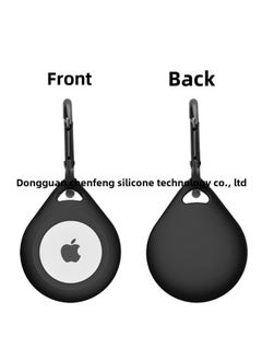 Applicable For Apple Airtags Tracker Protective Cover Soft Silicone Protective Shell Positioning Pet Portable Case-Color:Black-Applicable Model:Airtags Anti-lost Device Shell (four-leaf Clover Type)