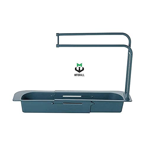 Mforall Telescopic Sink Shelf Adjustable Faucet Plastic Rack Dish Brushes Sponge Storage Shelves Sink Drain Basket Kitchen Sink Holder Rack, Multicolor - Image 2
