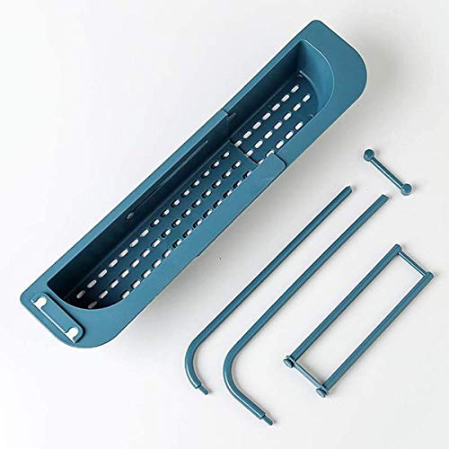 Mforall Telescopic Sink Shelf Adjustable Faucet Plastic Rack Dish Brushes Sponge Storage Shelves Sink Drain Basket Kitchen Sink Holder Rack, Multicolor - Image 4
