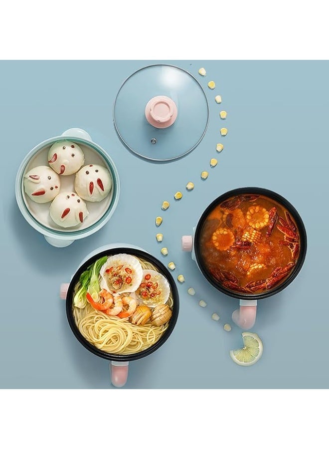 Electric Hot Pot, 1.5L Mini Multifunction Electric Cooker for Shabu-Shabu, Stir Fry, Noodles, Pasta, Nonstick Frying Pan for Sauté, Dual Power Control Ramen Cooker for Dorm and Office - Image 5