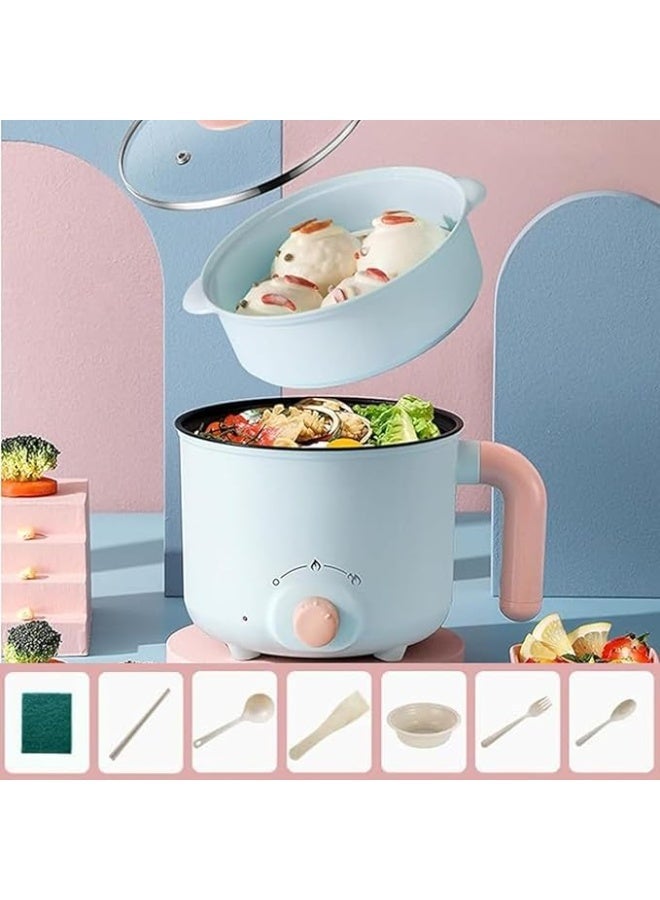 Electric Hot Pot, 1.5L Mini Multifunction Electric Cooker for Shabu-Shabu, Stir Fry, Noodles, Pasta, Nonstick Frying Pan for Sauté, Dual Power Control Ramen Cooker for Dorm and Office - Image 4
