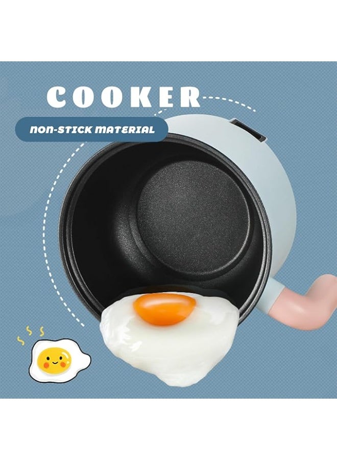 Electric Hot Pot, 1.5L Mini Multifunction Electric Cooker for Shabu-Shabu, Stir Fry, Noodles, Pasta, Nonstick Frying Pan for Sauté, Dual Power Control Ramen Cooker for Dorm and Office - Image 3